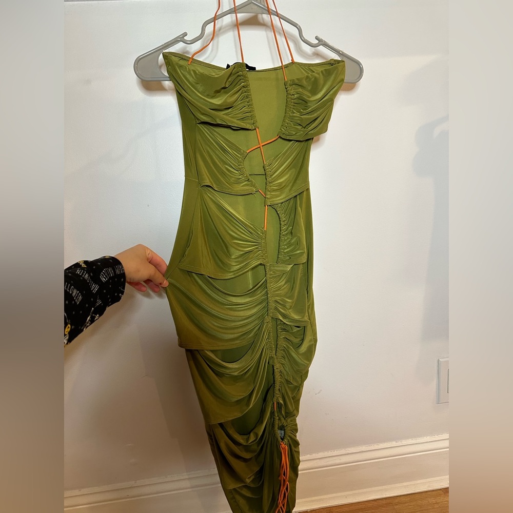 Small Olive/ Orange laced up Dress
